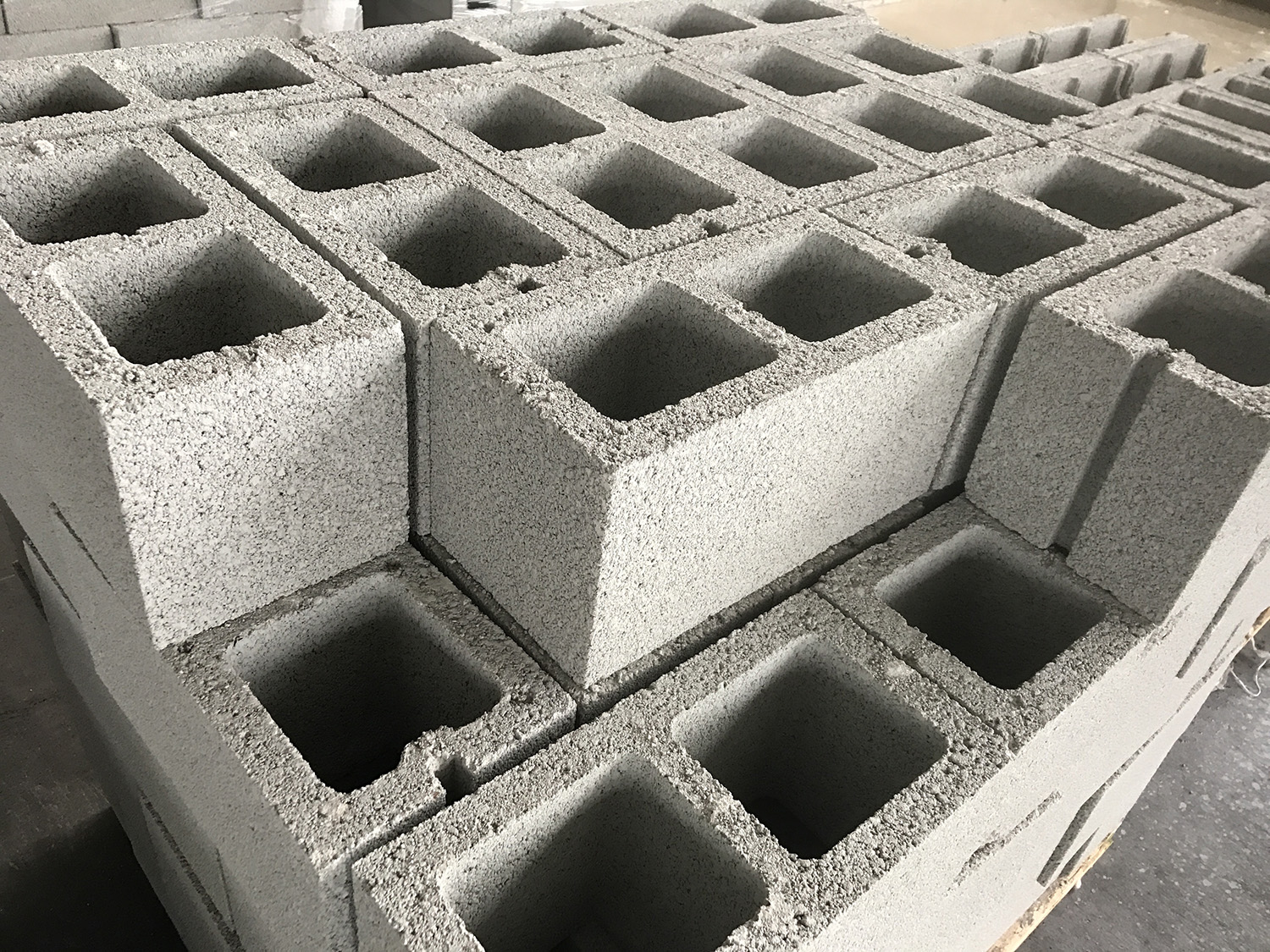 stack of cinder blocks on a jobsite