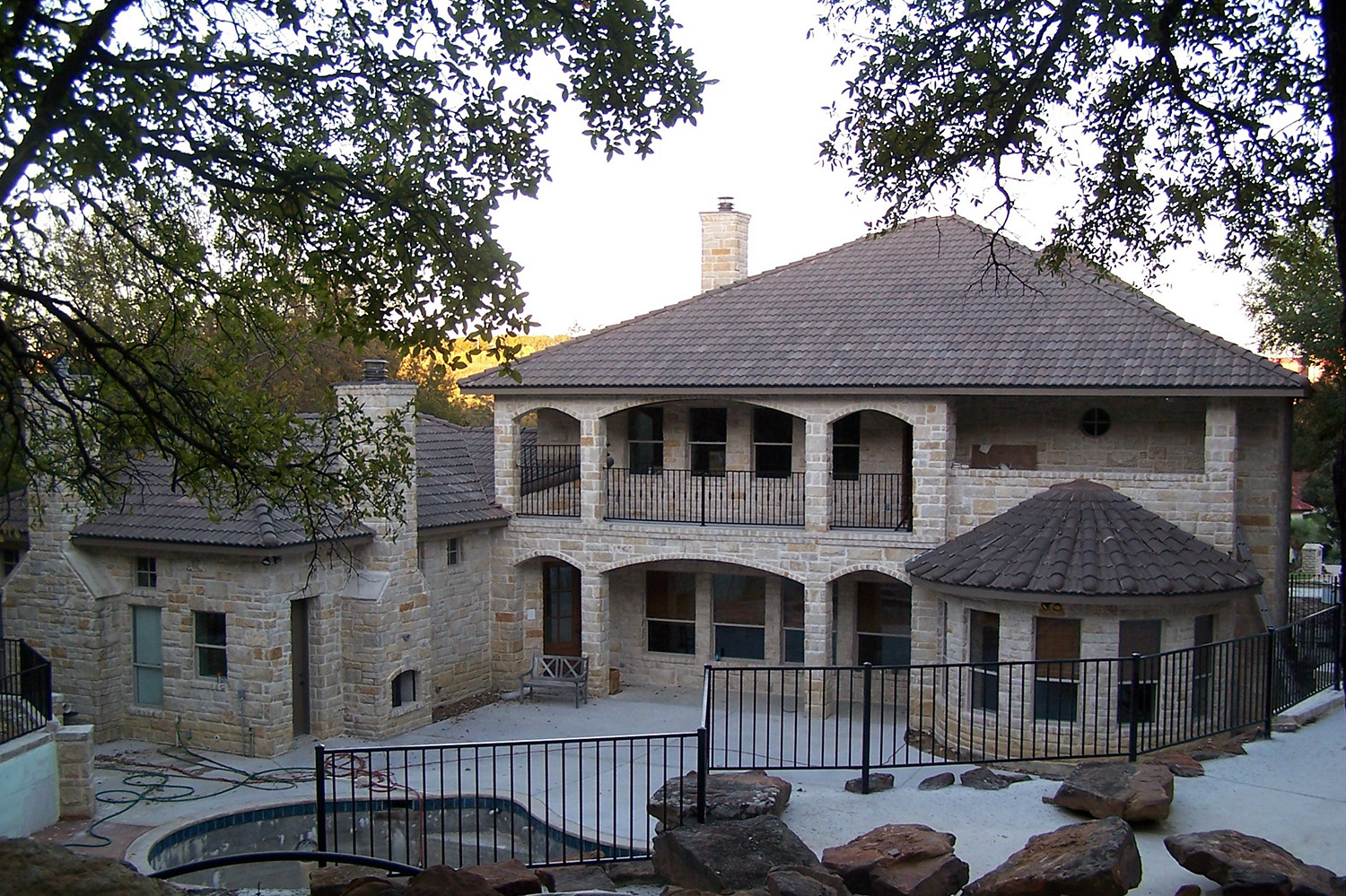 icf house in fort worth, texas with stone facade