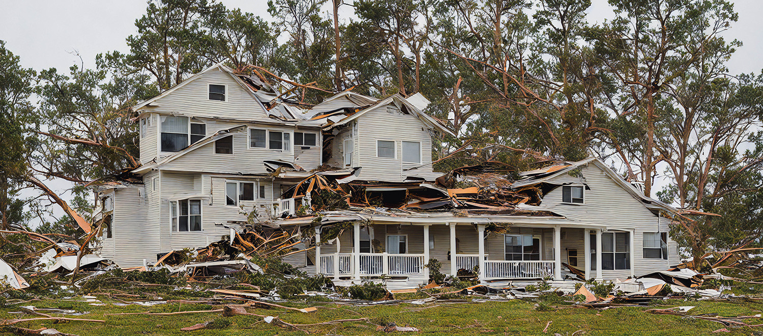 home destroyed by tornado and falling trees